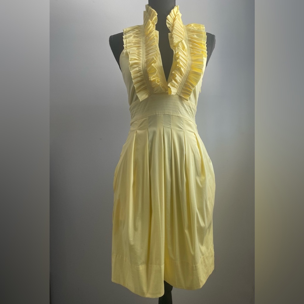 NWT BCBG yellow Ruffle Mini Dress minor flaw